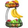 Simple Houseware 2-Tier Countertop Fruit Basket with Banana Hanger, Black