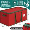 Simple Houseware Heavy-Duty Christmas Ornament Storage Box with Adjustable Dividers, Stores up to 64 Ornaments, Reinforced Base, Red(128 Ornaments)