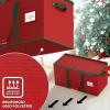 Simple Houseware Heavy-Duty Christmas Ornament Storage Box with Adjustable Dividers, Stores up to 64 Ornaments, Reinforced Base, Red(128 Ornaments)