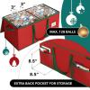 Simple Houseware Heavy-Duty Christmas Ornament Storage Box with Adjustable Dividers, Stores up to 64 Ornaments, Reinforced Base, Red(128 Ornaments)