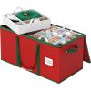 Simple Houseware Heavy-Duty Christmas Ornament Storage Box with Adjustable Dividers, Stores up to 64 Ornaments, Reinforced Base, Red(128 Ornaments)