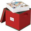Simple Houseware Heavy-Duty Christmas Ornament Storage Box with Adjustable Dividers, Stores up to 64 Ornaments, Reinforced Base, Red(64 Ornaments)