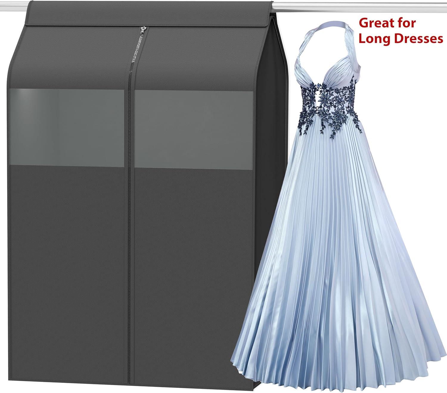 image:imageSimple Houseware 30W x 54H Garment Cover with Bottom Seal and Clear Window for Clothes RackClosetHanging Clothes Dark Gray54 x 30
