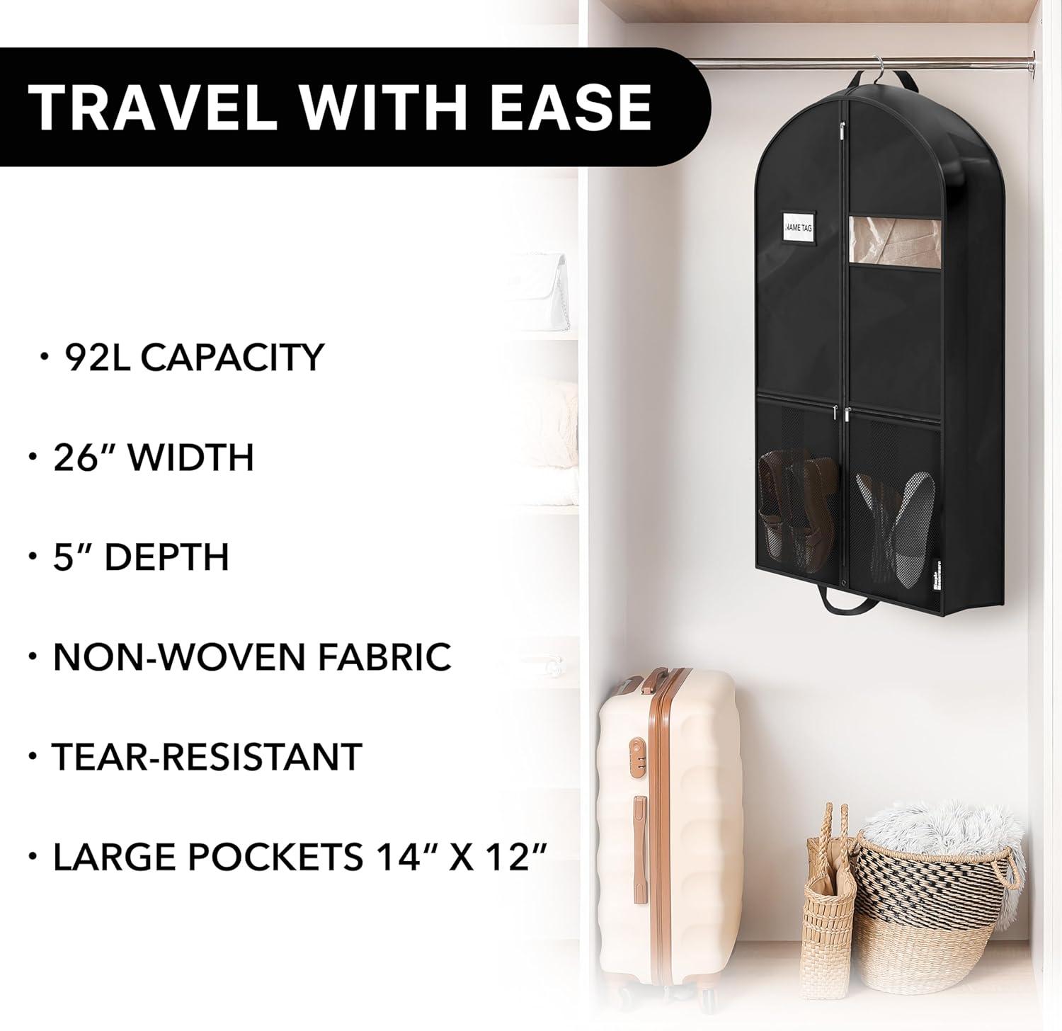 image:imageSimple Houseware 43Inch Travel Garment Bag NonWoven Lightweight Gray43Inch w Pocket 3Pack