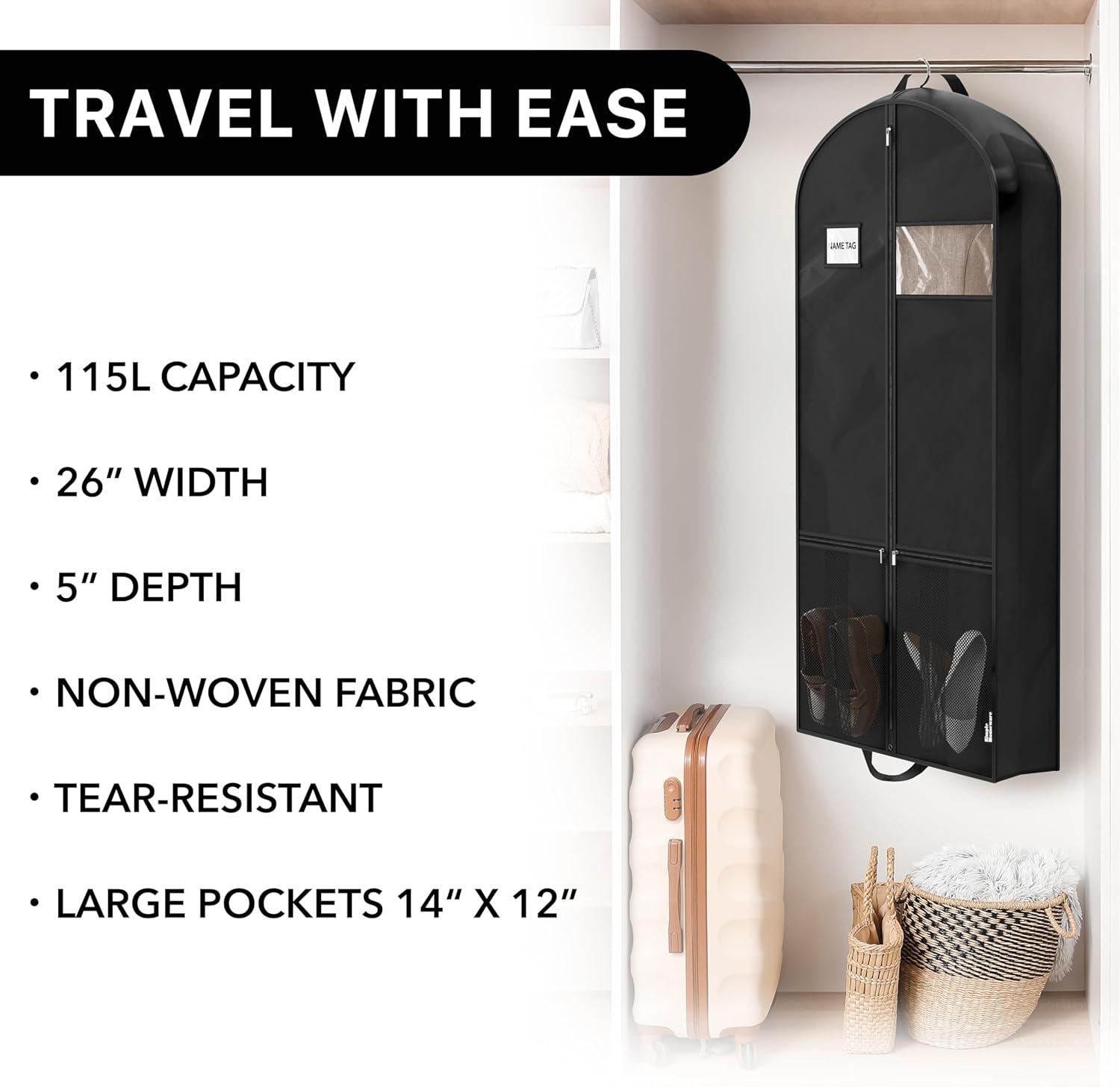 image:imageSimple Houseware 43Inch Travel Garment Bag NonWoven Lightweight Gray54Inch w Pocket 3Pack