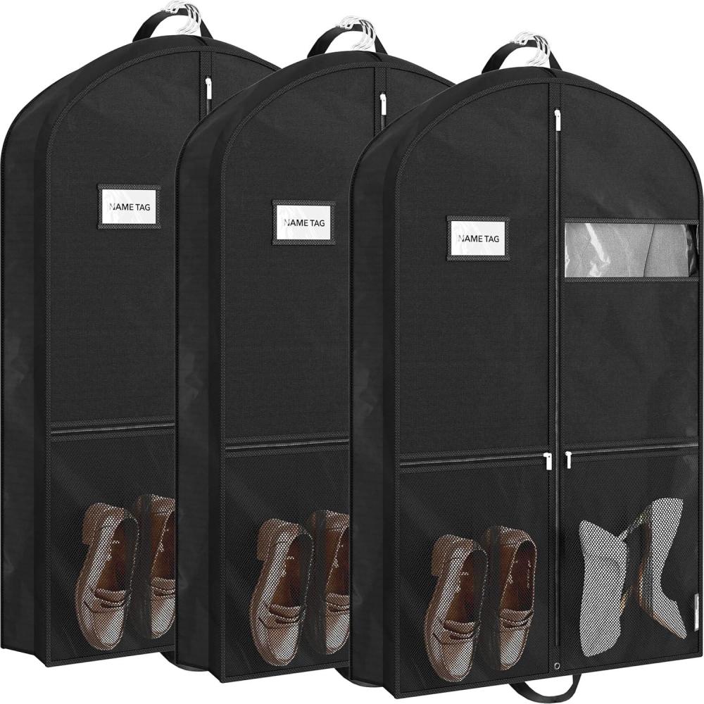 image:imageSimple Houseware 43Inch Travel Garment Bag NonWoven Lightweight Gray43Inch w Pocket  3Pack
