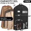 Simple Houseware 43-Inch Travel Garment Bag, Non-Woven Lightweight, Gray(43-Inch w/ Pocket  3-Pack)