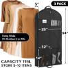 Simple Houseware 43-Inch Travel Garment Bag, Non-Woven Lightweight, Gray(54-Inch w/ Pocket  3-Pack)