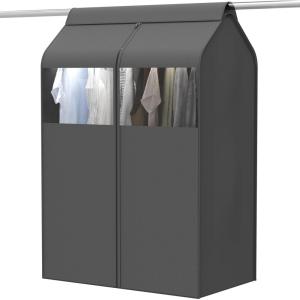 Simple Houseware 30″W x 54″H Garment Cover with Bottom Seal and Clear Window for Clothes Rack/Closet/Hanging Clothes, Dark Gray(54″ x 30″)