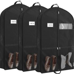 Simple Houseware 43-Inch Travel Garment Bag, Non-Woven Lightweight, Gray(43-Inch w/ Pocket  3-Pack)
