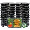 40 Pack – SimpleHouseware 2 Compartment Food Grade Meal Prep Storage Container Boxes (28 ounces)(40 Pack)