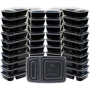 40 Pack – SimpleHouseware 2 Compartment Food Grade Meal Prep Storage Container Boxes (28 ounces)(40 Pack)