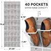 Simple Houseware 40 Large Clear Pockets Over The Door Hanging Shoe Organizer, Gray (75.4” x 27.25”)