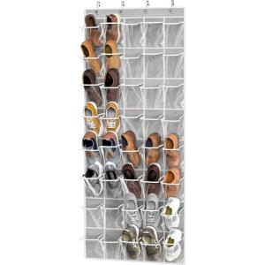 Simple Houseware 40 Large Clear Pockets Over The Door Hanging Shoe Organizer, Gray (75.4” x 27.25”)