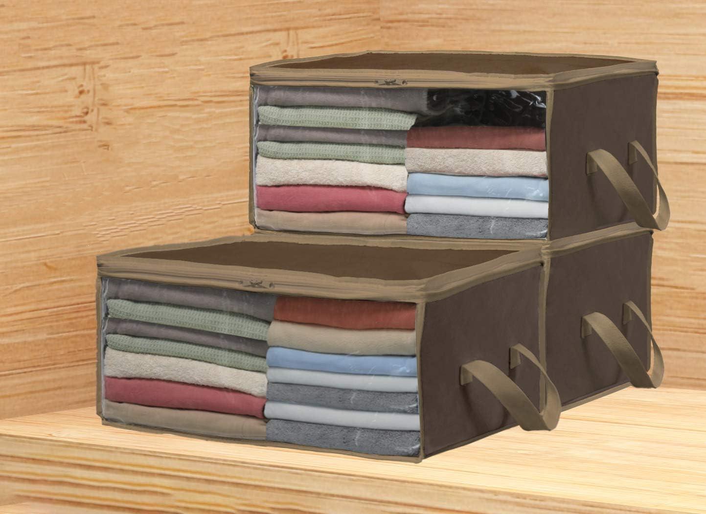 image:imageSimple Houseware 3 Pack Foldable Closet Organizer Clothing Storage Box with Clear Window BrownBrown