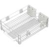 Simple Houseware Dish Drying Rack with Drainboard, Utensil Holder & Mug Hooks, Black Metal Kitchen Counter Organizer(White)