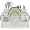 Simple Houseware Dish Drying Rack with Drainboard, Utensil Holder & Mug Hooks, Black Metal Kitchen Counter Organizer(White)