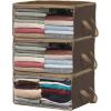 Simple Houseware 3 Pack Foldable Closet Organizer Clothing Storage Box with Clear Window, Brown(Brown)
